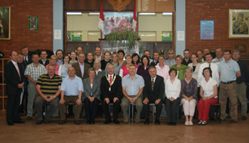 Pat Hurley, Joe Power (school steward) and Denis Ring along with the staff of Midleton CBS.